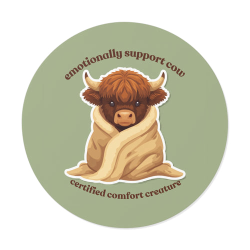 Emotional Support Cow Sticker - Cozy Highland Cow Vinyl Sticker