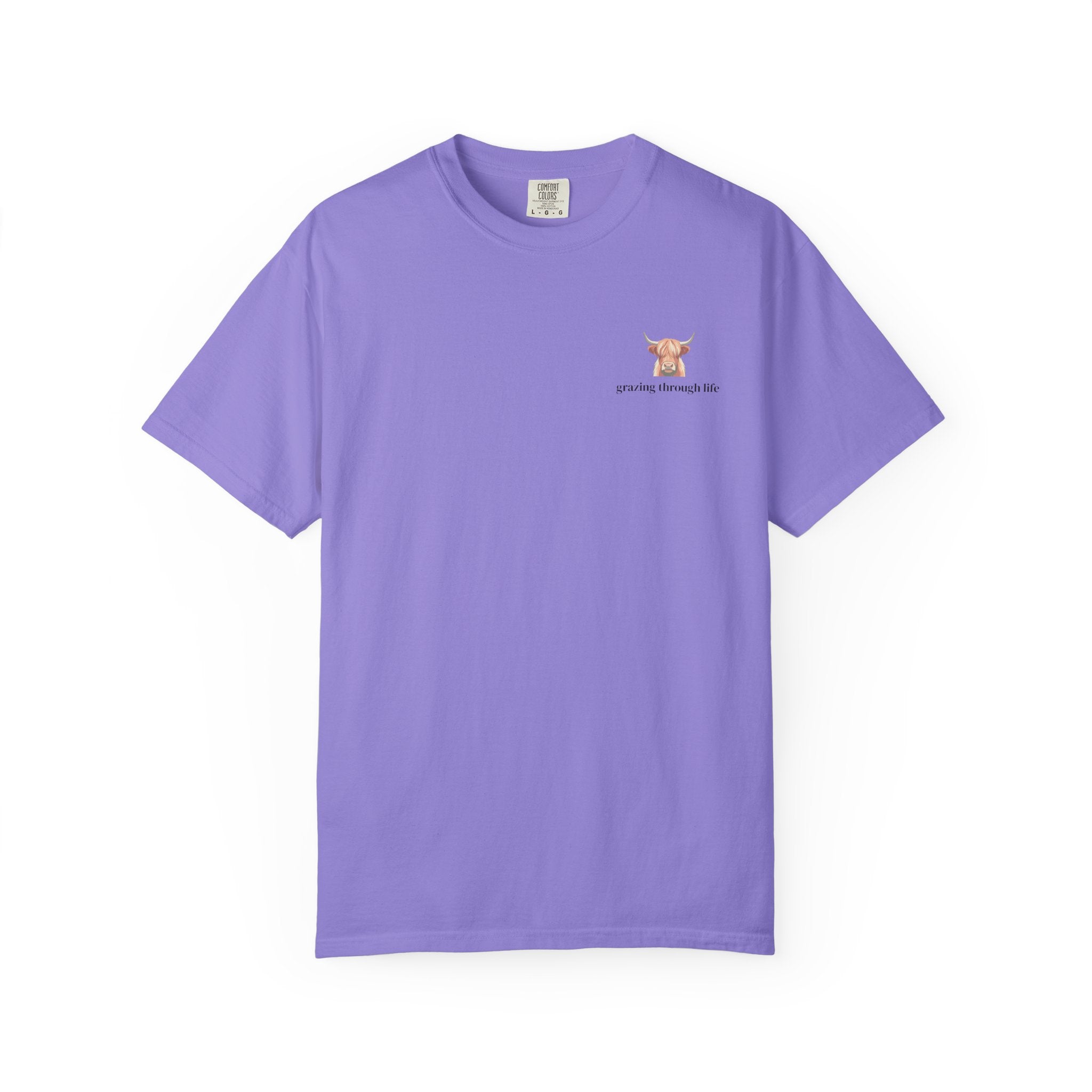 Grazing Through Life T-Shirt Minimal Highland Cow Cozy Graphic Tee