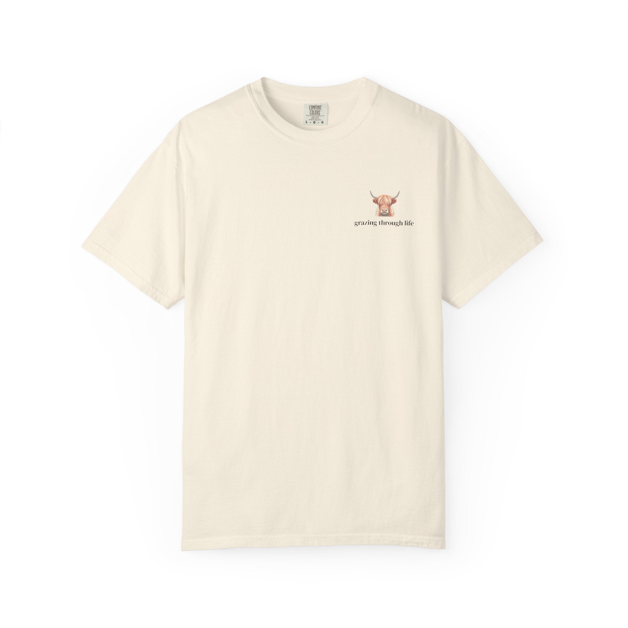 Grazing Through Life T-Shirt Minimal Highland Cow Cozy Graphic Tee