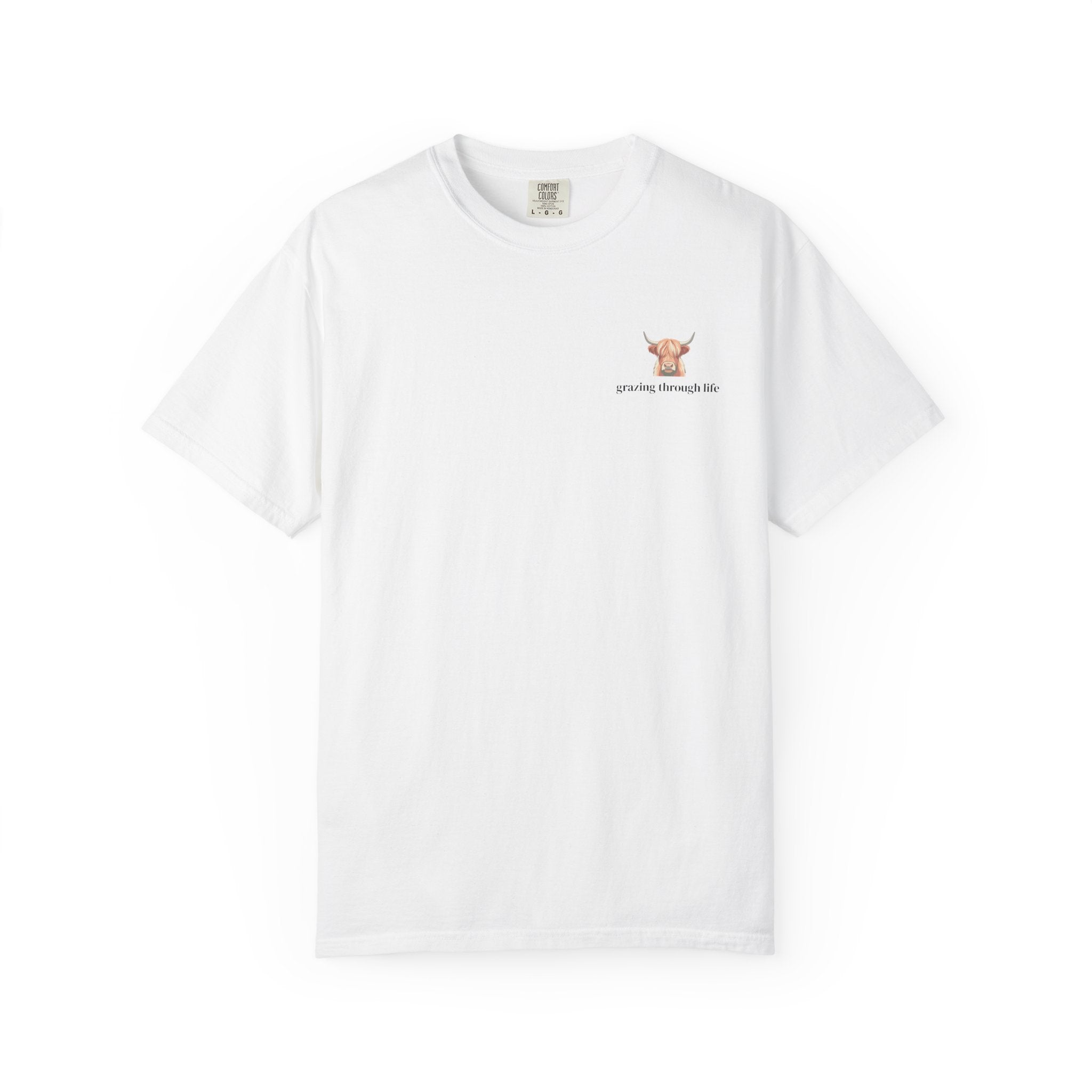 Grazing Through Life T-Shirt Minimal Highland Cow Cozy Graphic Tee