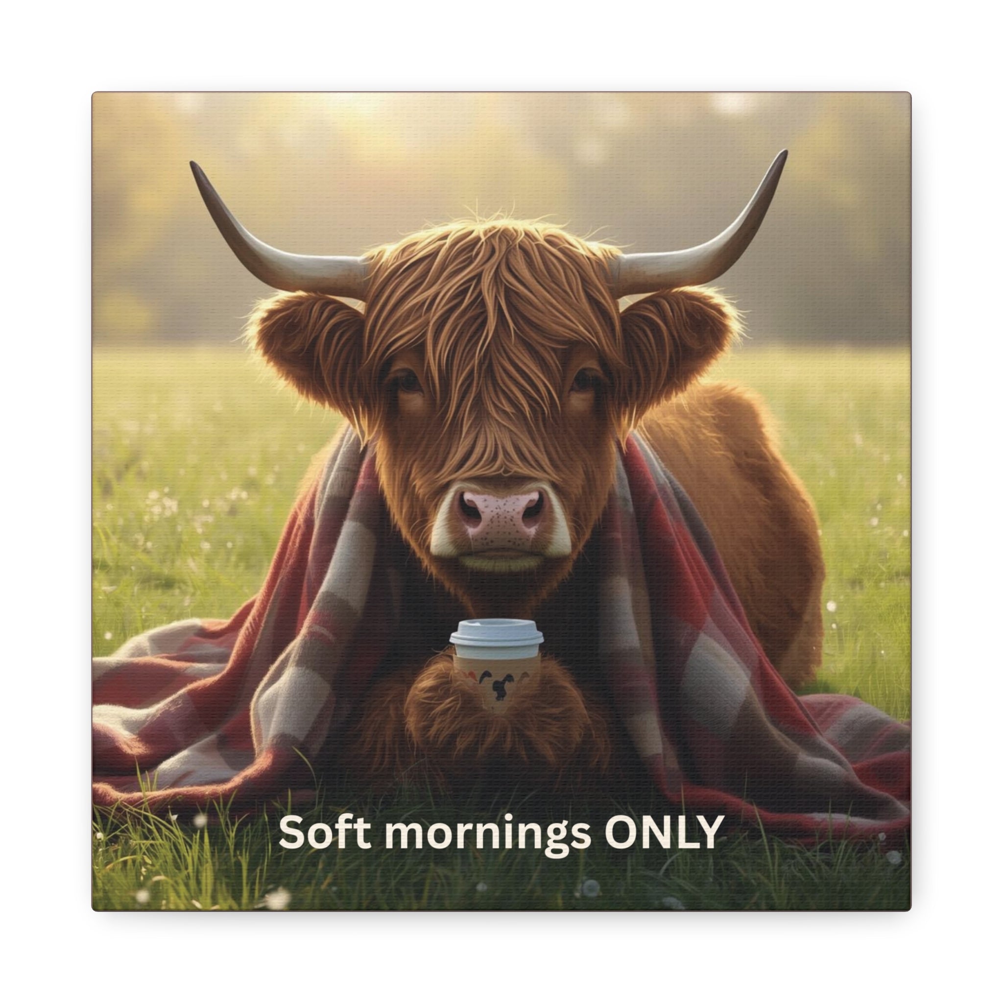 Soft Mornings Club Wall Art Highland Cow Cozy Printable for Slow Living