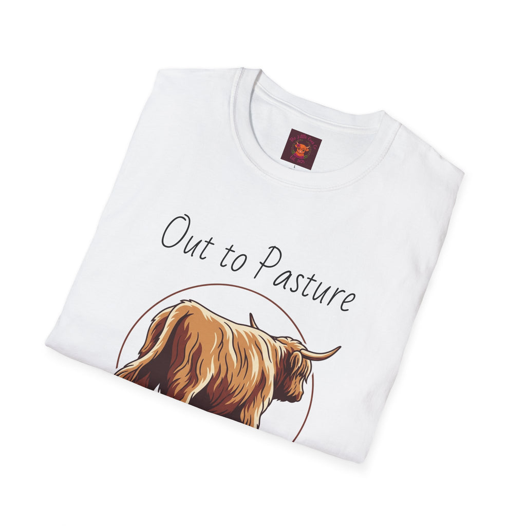 Out to Pasture T-Shirt Minimal Highland Cow Cozy Graphic Tee